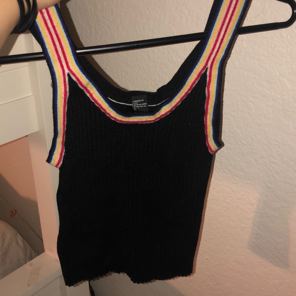 Black rainbow crop top